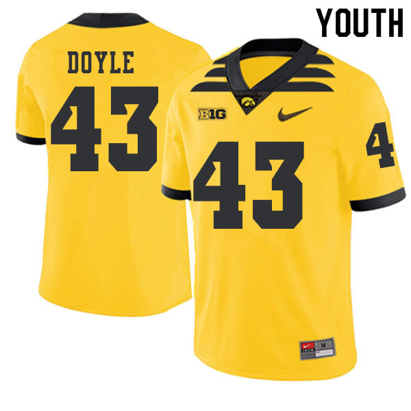2019 Youth #43 Dillon Doyle Iowa Hawkeyes College Football Alternate Jerseys Sale-Gold - Click Image to Close